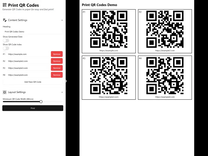 QR Code Printer Home Page